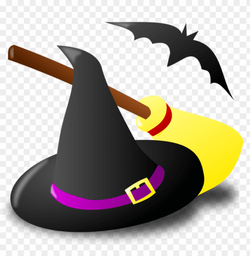 halloween witch hat broom and bat png images background -  image ID is 56224