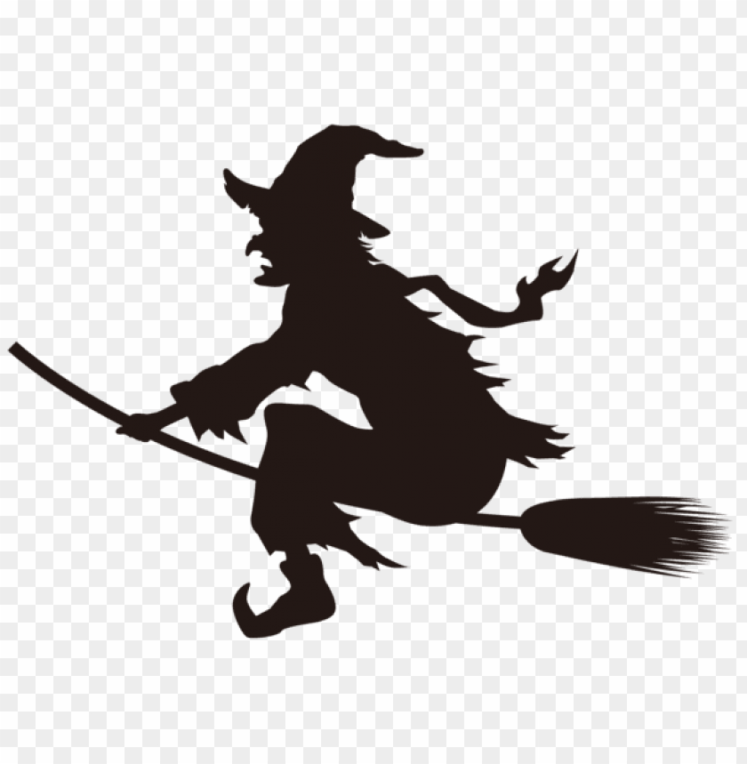halloween witch on broom silhouette png images background -  image ID is 56485