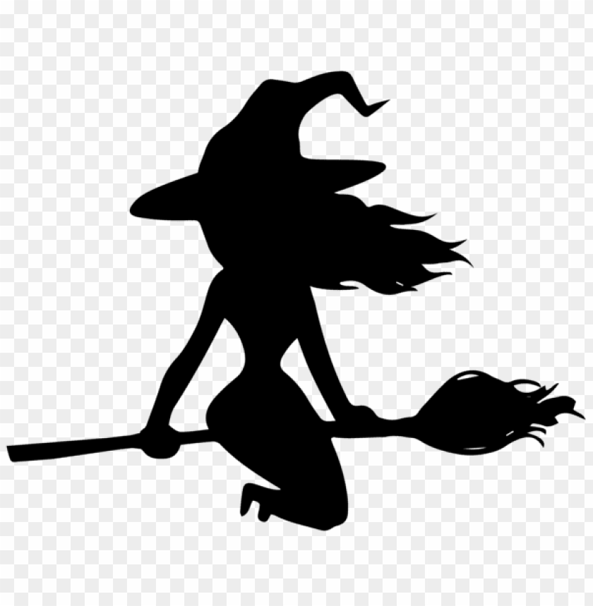 halloween witch on broom silhouette png images background -  image ID is 56486
