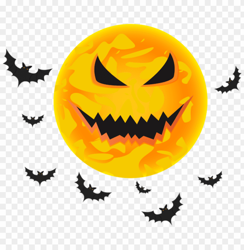 halloween yellow moon and bats transparent png images background -  image ID is 54510