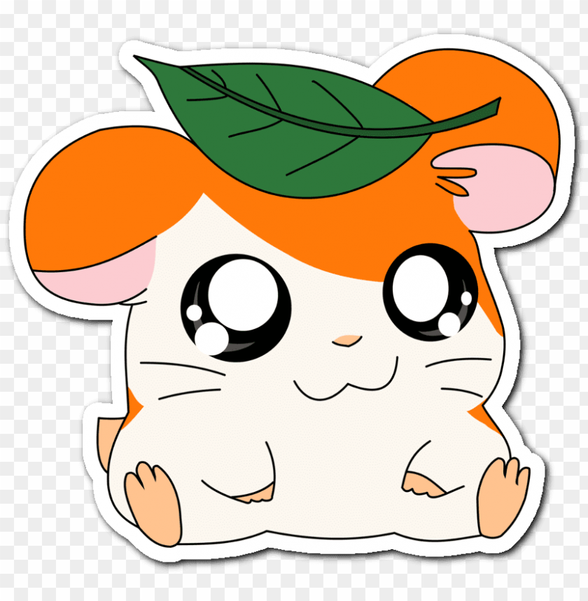 Hamtaro Hamster Kawaii Cute Anime Orange White Green