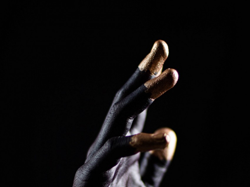 hand, fingers, paint, gesture, dark