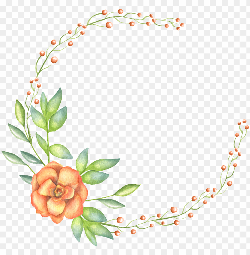 hand painted a flower and garland flowers transparent orange floral border PNG transparent with Clear Background ID 168967