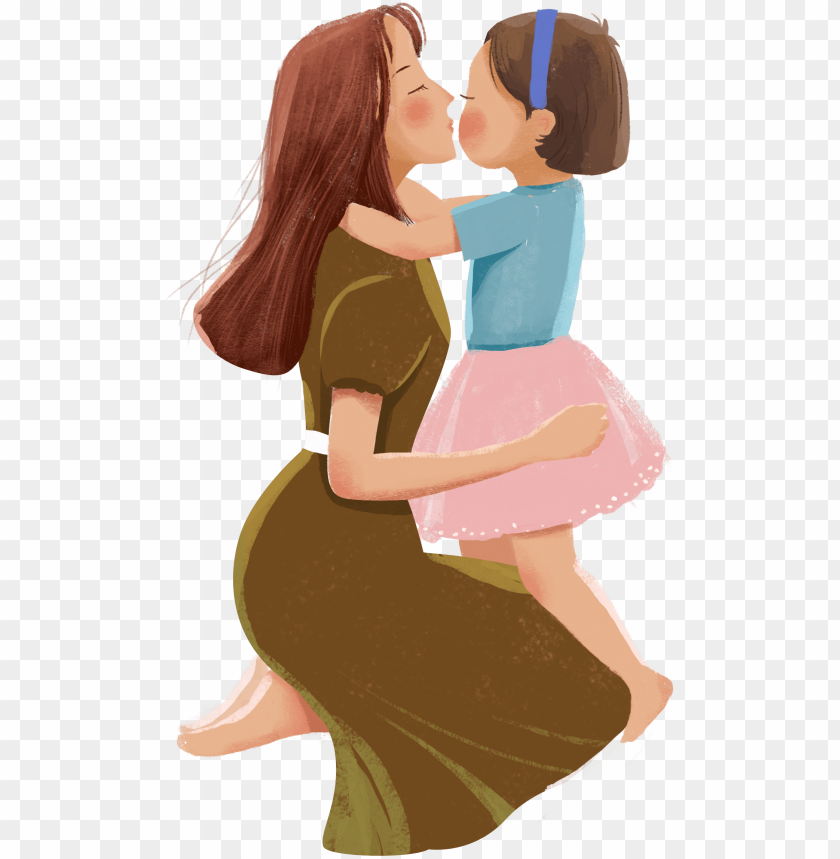 hand painted cartoon mother and daughter decoration - mother PNG image with  transparent background | TOPpng