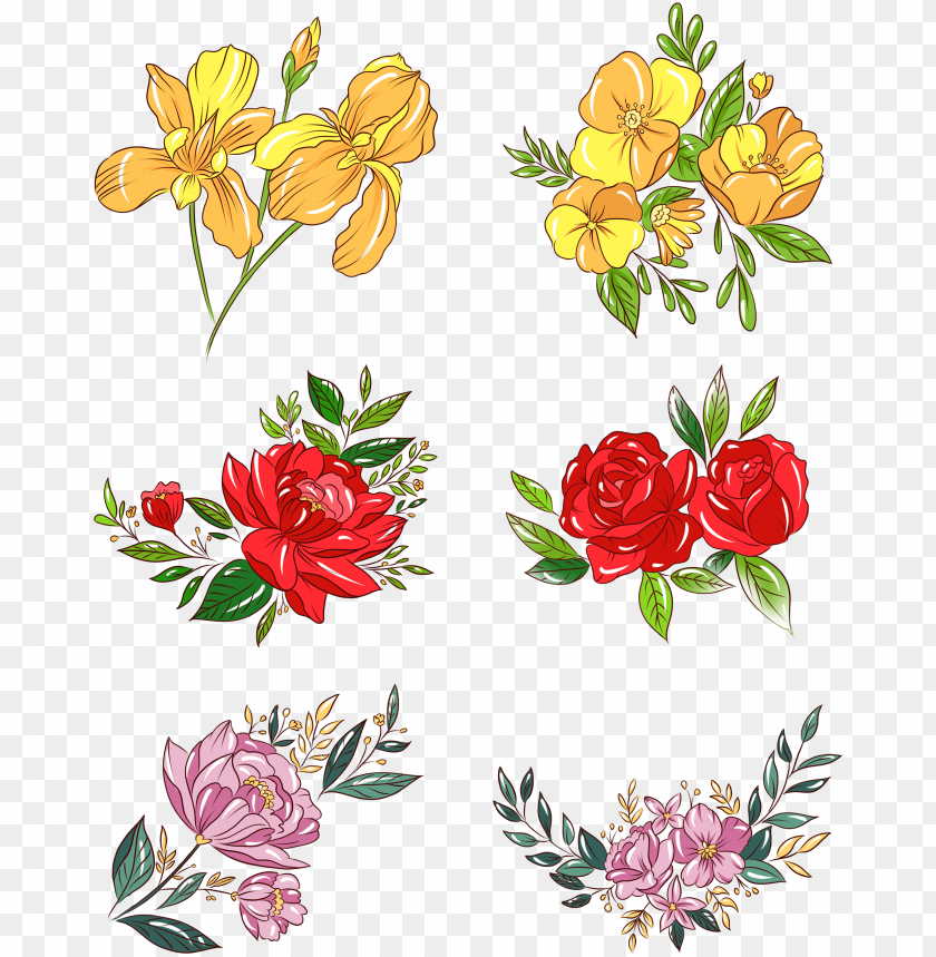 Hand Painted Plants Flowers Bouquets Botanical Png - Flower Bouquet PNG Transparent With Clear Background ID 397513
