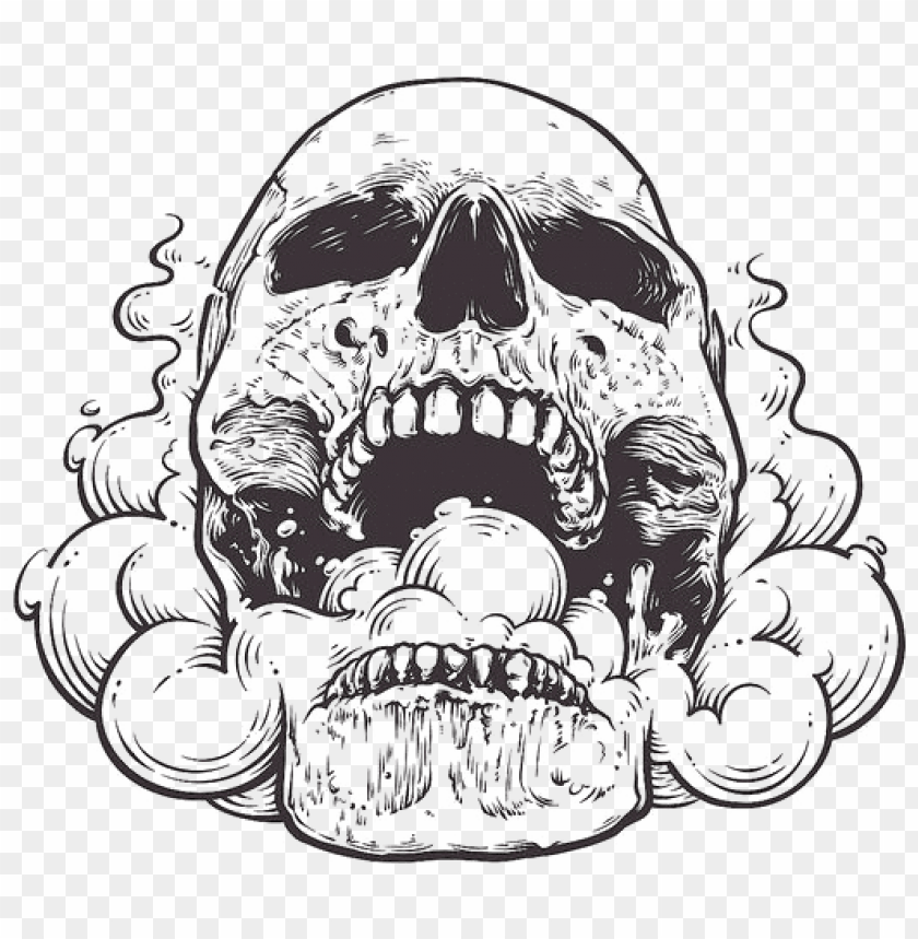 Hand Painted Skulls Transprent Png Free Download - Skull Open Mouth Drawi  PNG Transparent With Clear Background ID 174401