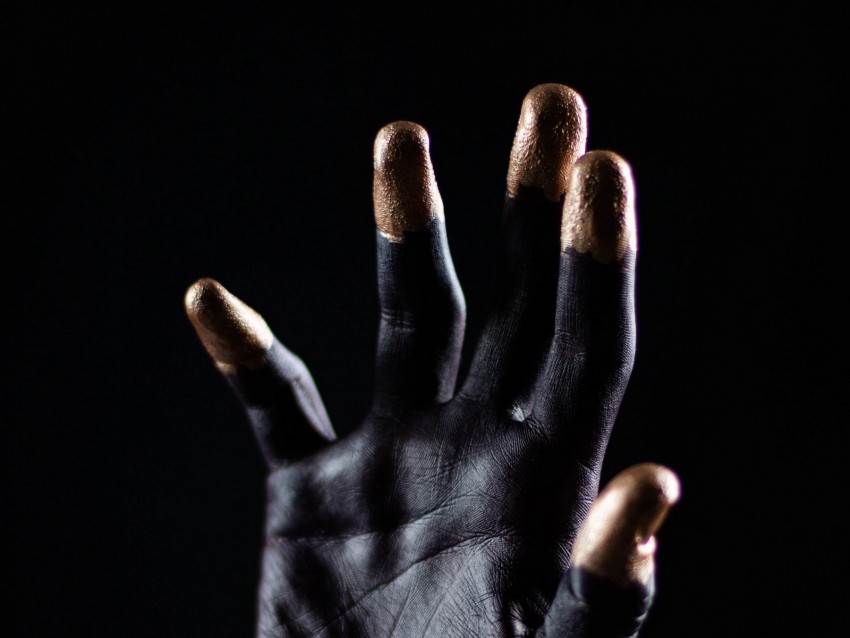 hand, palm, fingers, paint, dark
