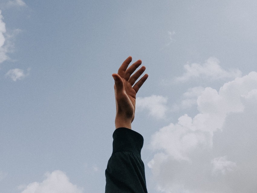 hand, sky, fingers, clouds, raise, freedom