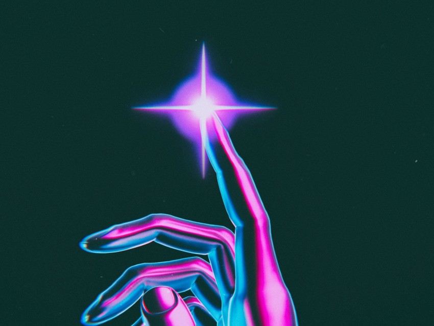 hand, star, touch, shine