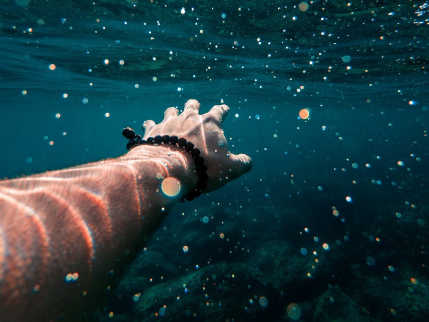 hand, water, swimming, underwater
