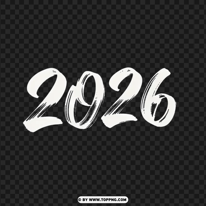Handwritten 2026 Design Isolated PNG Transparent Background