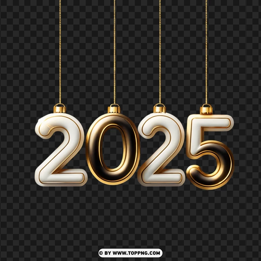 Hanging Gold And White Christmas Bauble Numbers PNG Transparent Background