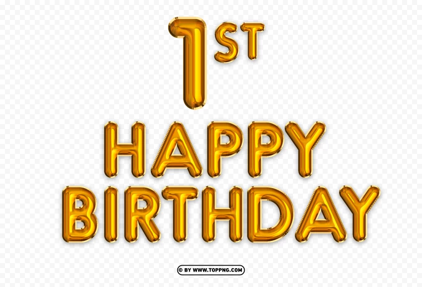 Happy 1st Birthday Gold Png Clipart