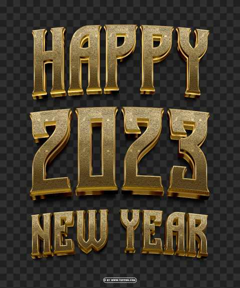 Happy 2023 New Year 3d Golden Design Png