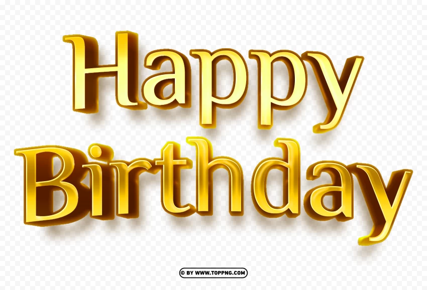 Happy Birthday Download HD Gold Text PNG Image