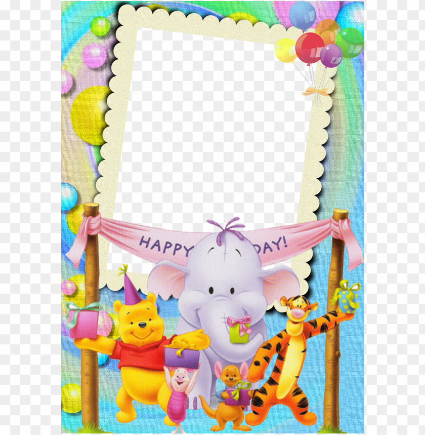 Happy Birthday With Winnie The Pooh Kids Photo Frame Background Best Stock Photos