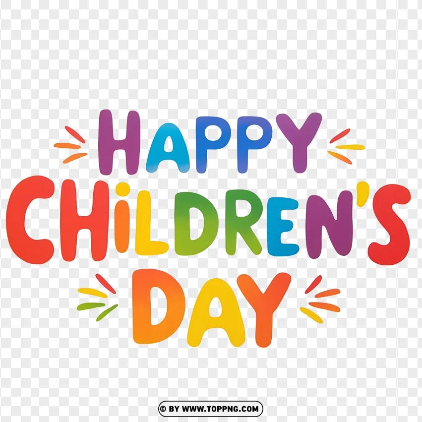 Happy Childrens Day Colorful Text For Kids Celebrations And Events PNG Transparent Background