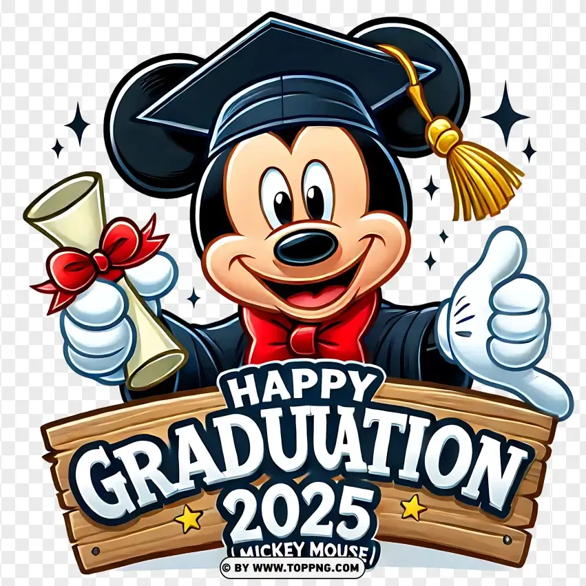 Happy Graduation 2025 Mickey Mouse PNG Transparent Background