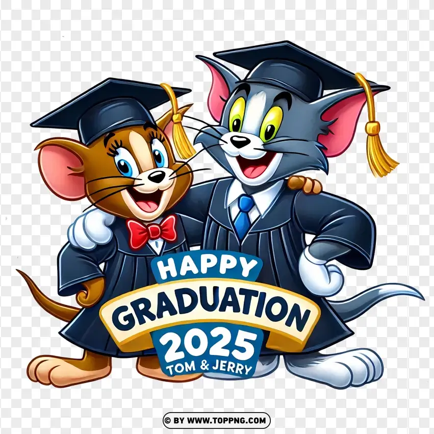 Happy Graduation 2025 Tom And Jerry Clipart PNG Transparent Background