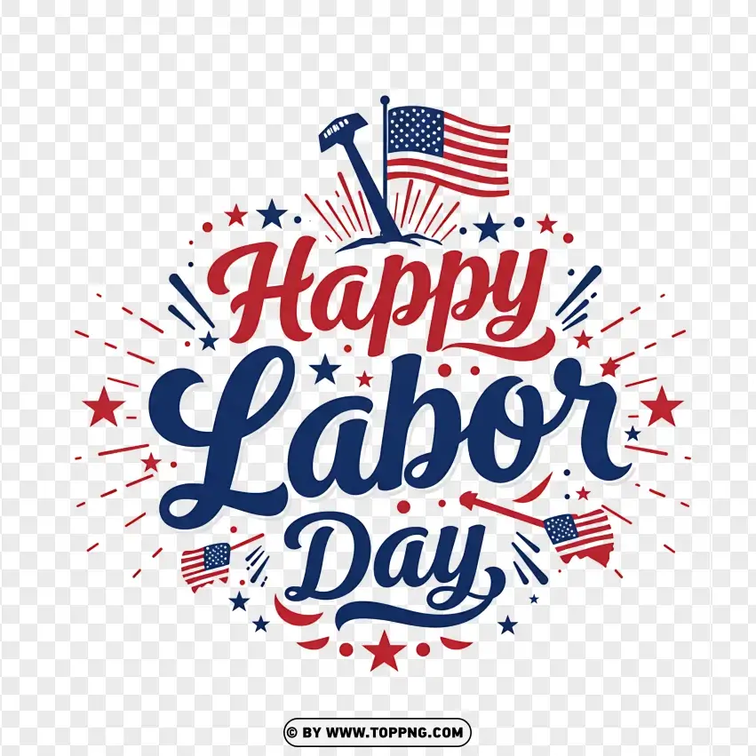 Happy Labor Day With Patriotic Flag Elements PNG Transparent Background