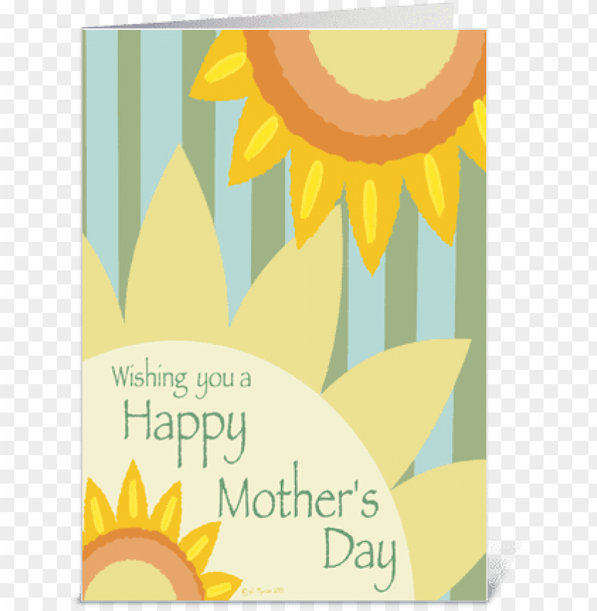 Happy Mothers Day With Sunflowers And Butterflies Background - Mother's Day Card - Sunflowers Flowers Card PNG Image With Transparent Background