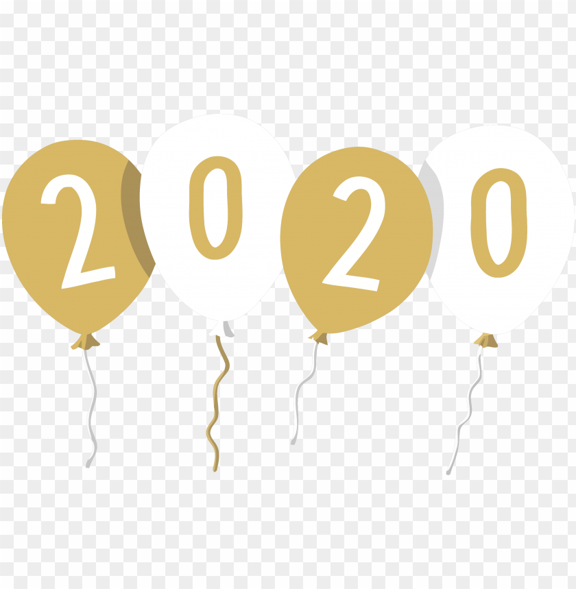 Red Circular Happy 2020 New Year Text PNG Transparent Background