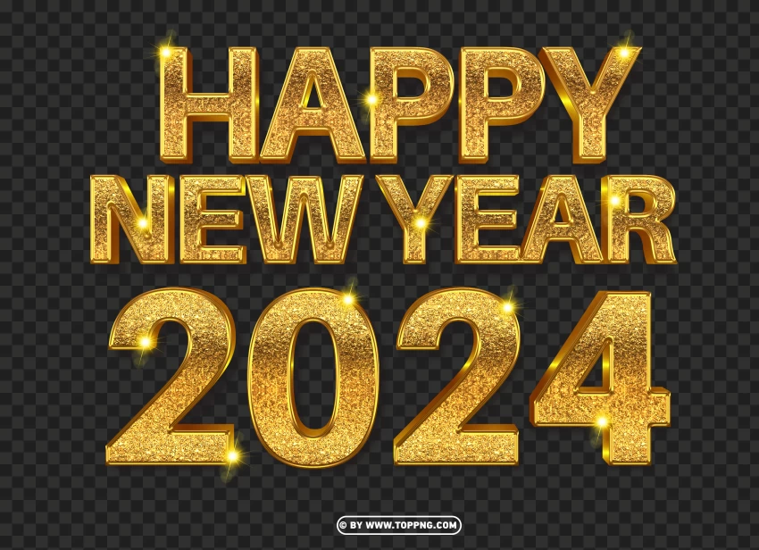 Happy New Year 2024 Gold Lettering