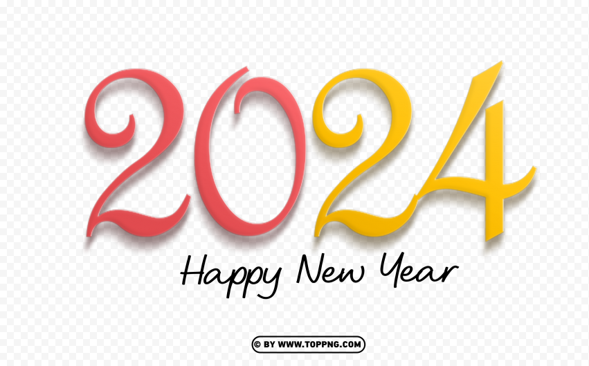 Happy New Year 2024 Typography PNG