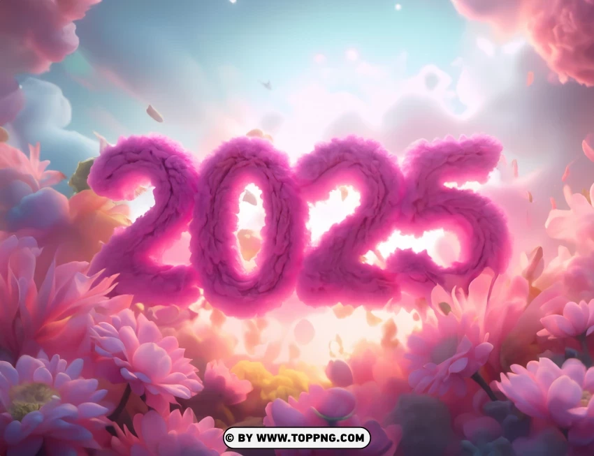 Happy New Year 2025 Download Pink Roses Background Clipart For Free