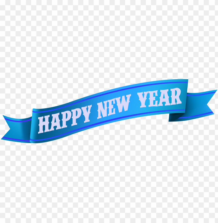 Happy New Year Banner Blue PNG Image With Transparent Background