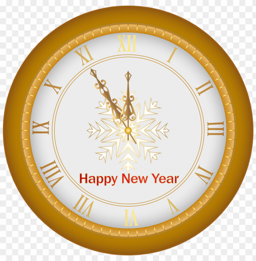 Happy New Year Clock Goldimage PNG Image With Transparent Background