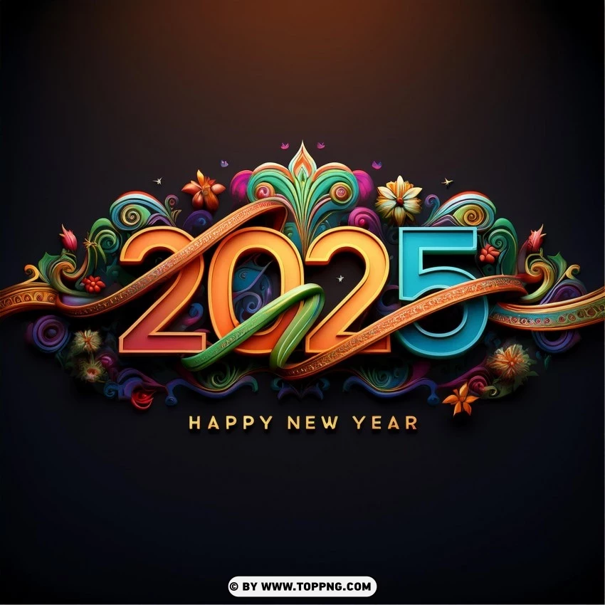 Happy New Year Design With Indian Artistic Style PNG Transparent Background