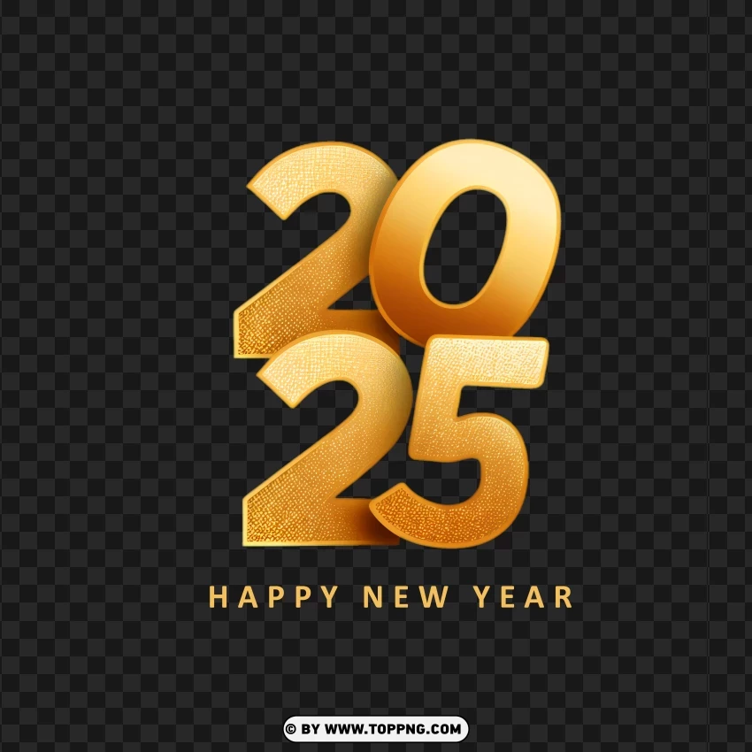 Happy New Year Elegant Gold 2025 Monogram Design PNG Transparent Background