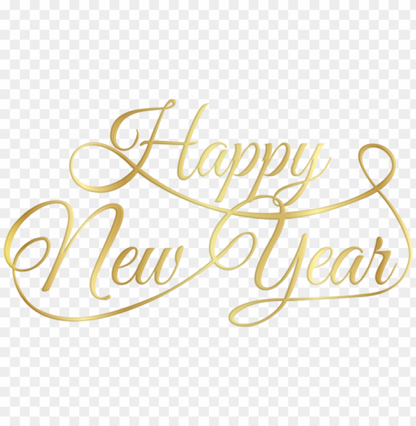 happy new year golden text PNG image with transparent background | TOPpng