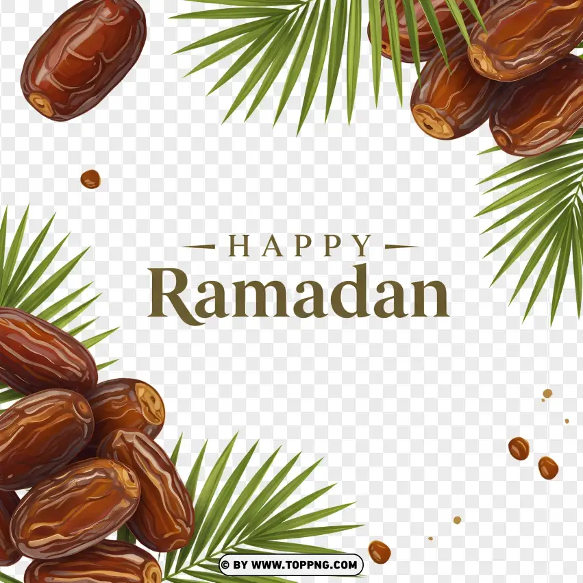 Happy Ramadan With Dates Illustration PNG Transparent Background