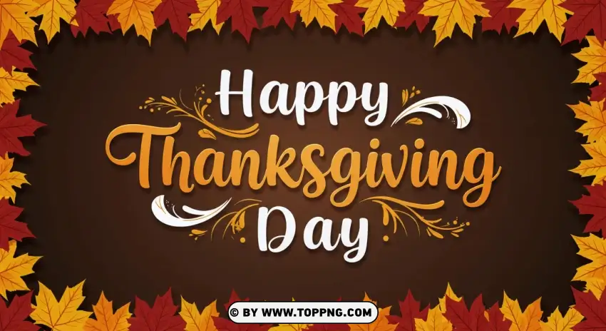 Happy Thanksgiving Day Banner With Fall Colors PNG Transparent Background