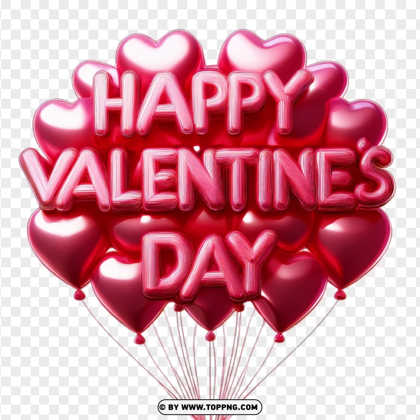 Happy Valentines Day Balloon Cluster In Red And Pink PNG Transparent Background