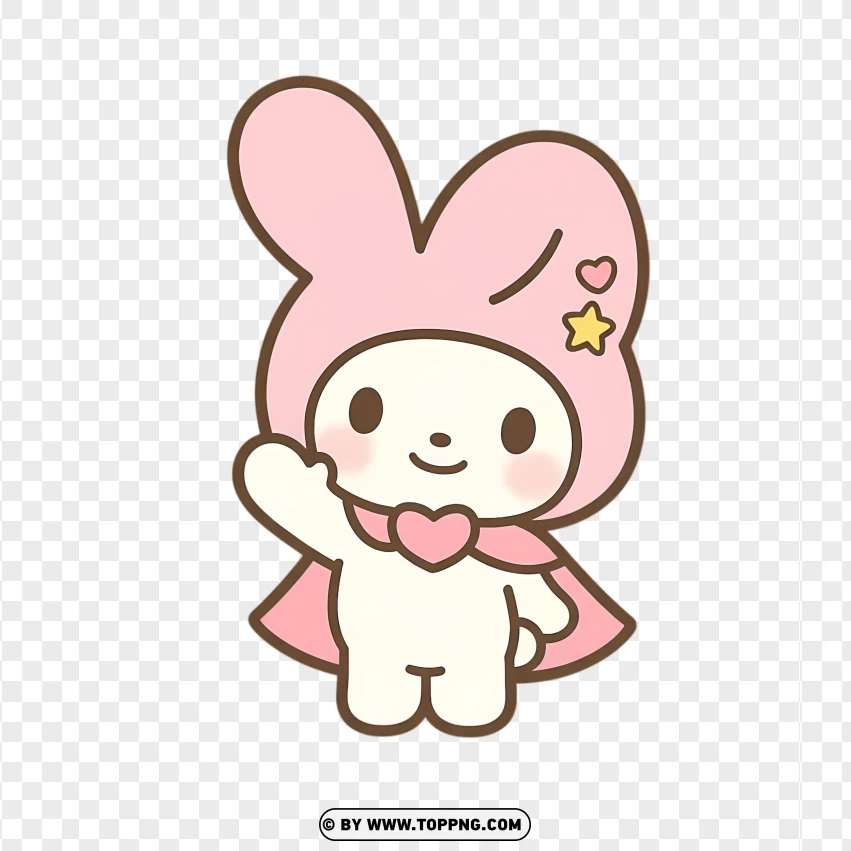 Cute pastel bunny waving happily with joyful expression