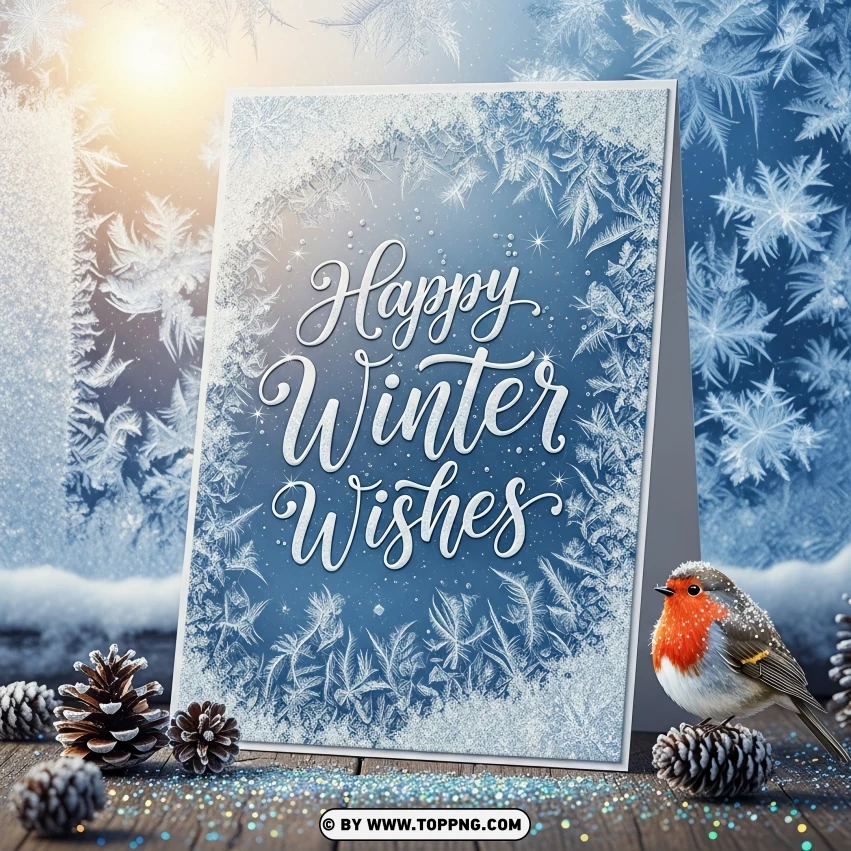 Happy Winter Wishes Card With Frosty PNG Transparent Background