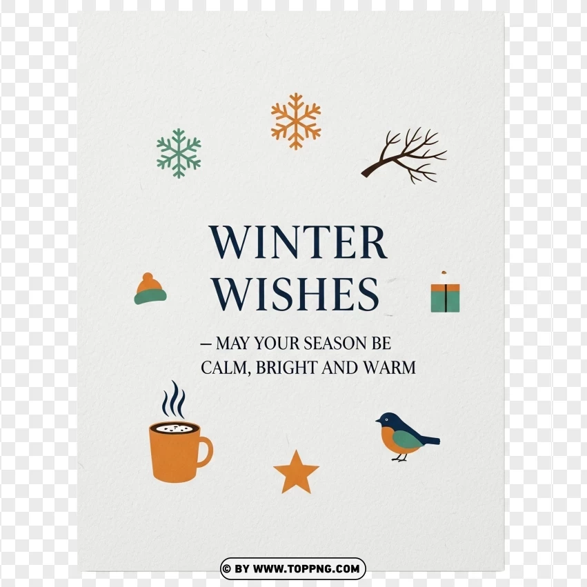 Happy Winter Wishes Card With Seasonal Icons PNG Transparent Background