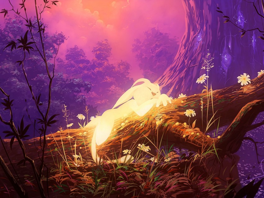 Hare Art Forest Sleep Magical Fantasy Png - Free PNG Images