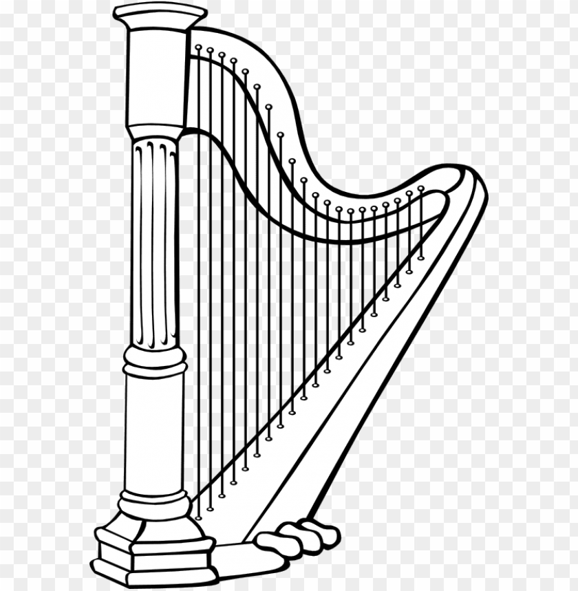 Download Harp Black White Line Art Coloring Book Harp Clipart Black And White Png Image With Transparent Background Toppng
