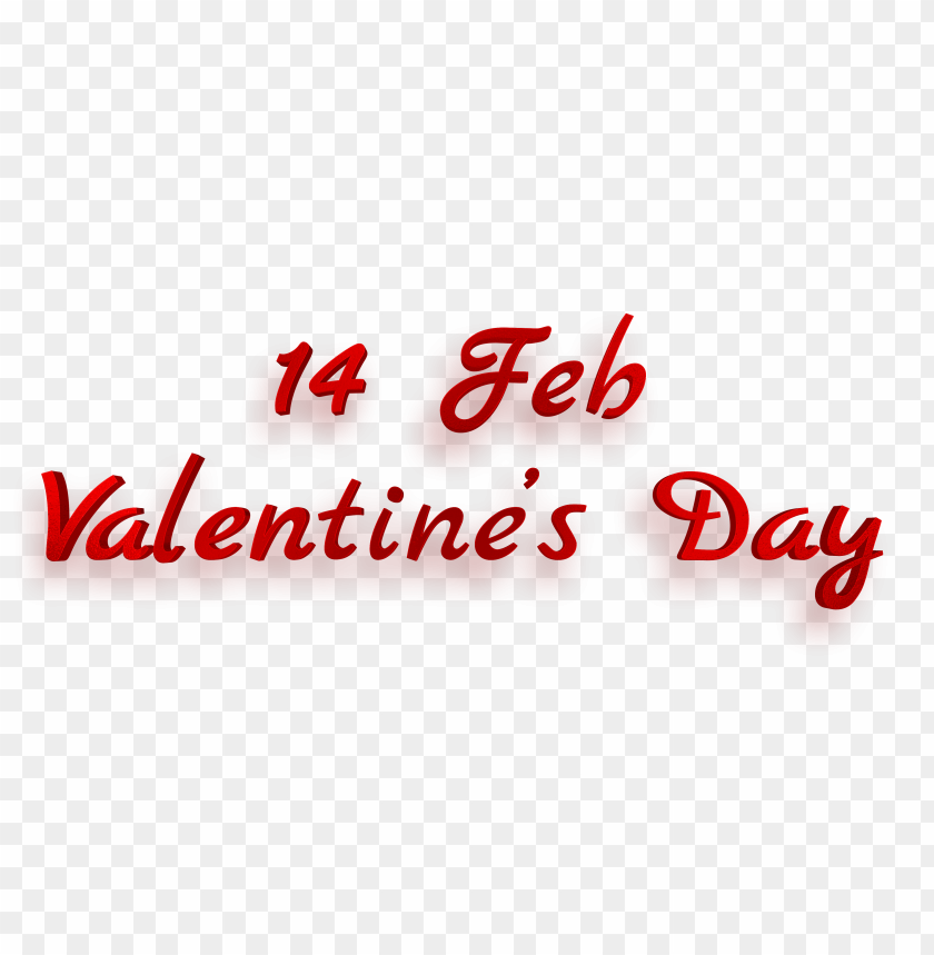 hd 14 feb valentine's day red text PNG image with transparent background@toppng.com