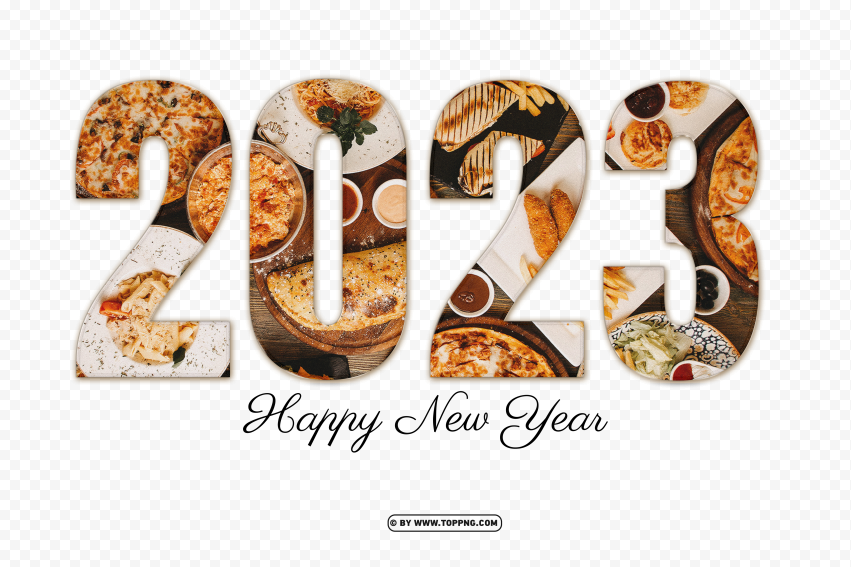 hd 2023 happy new year numbers with foods design png,New year 2023 png,Happy new year 2023 png free download,2023 png,Happy 2023,New Year 2023,2023 png image