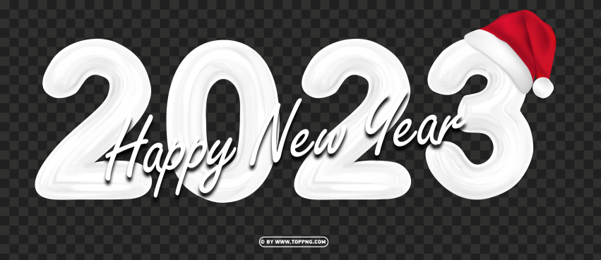 hd 2023 happy new year white color with santa hat png,New year 2023 png,Happy new year 2023 png free download,2023 png,Happy 2023,New Year 2023,2023 png image