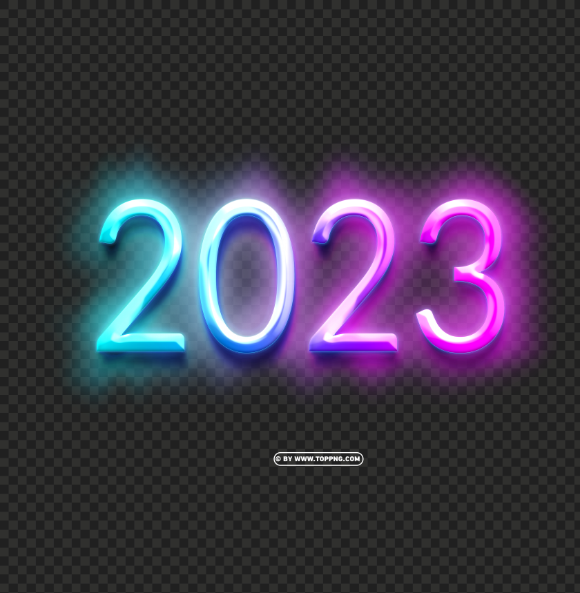 hd 2023 with 3d neon light text style effect png img - Image ID 487969