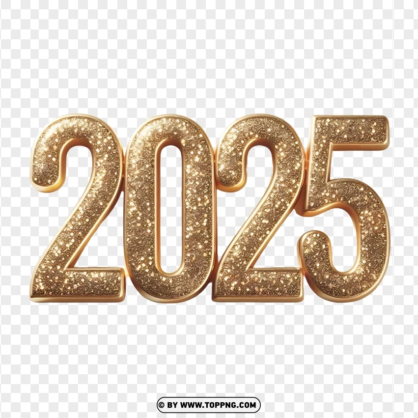 Hd 2025 Gold Glitter Creative Design PNG Transparent Background