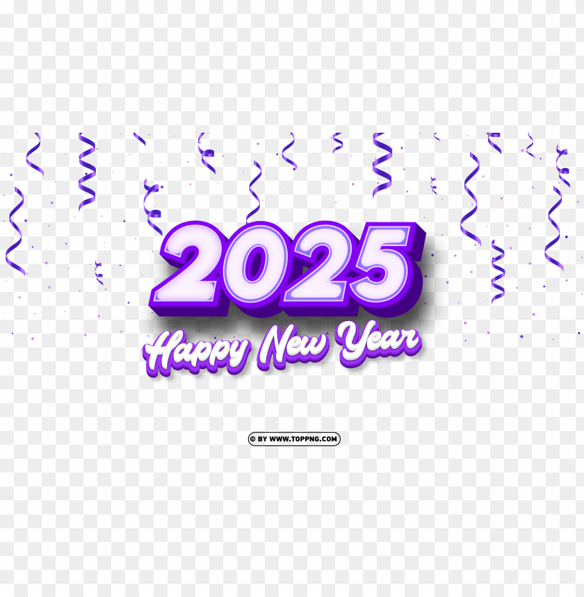 Hd 2025 Happy New Year Purple 3d Elegant Design Png TOPpng