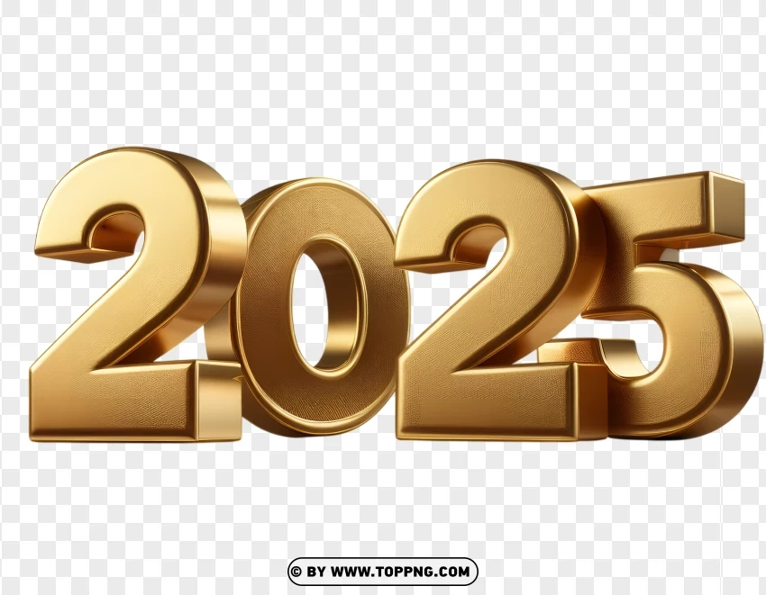 Hd 3d Bold Gold 2025 Numbers With Shadow PNG Transparent Background