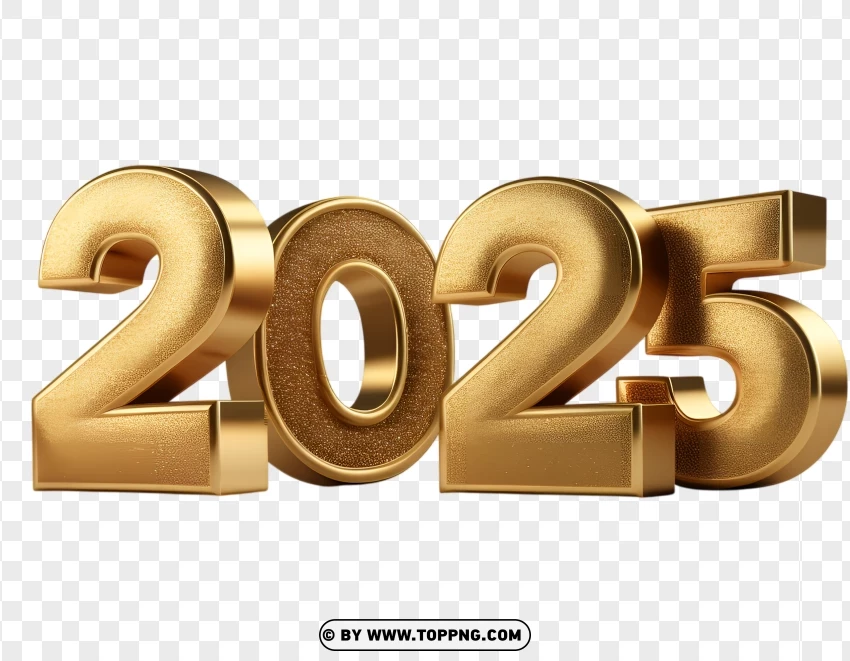 Hd 3d Gold 2025 Numbers With Shadow Effect PNG Transparent Background